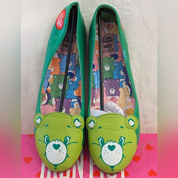 NEW RARE Good Luck Care Bear Iron Fist Green Ballet Flats US 10 11 UK 43 - Picture 7 of 16